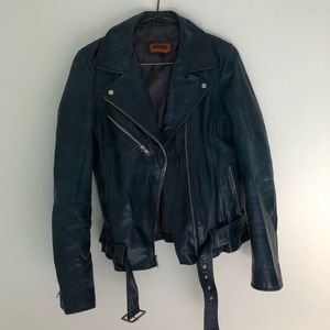 Vintage Blue Leather Jacket